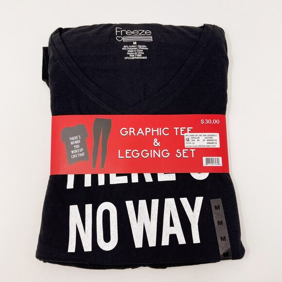 New Theres No Way You Woke Up Like That V Neck Legging Set 2 Pc Set Black Medium - Picture 1 of 6